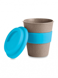 Ce mug publicitaire est fabriqué en fibre de bambou. Sa contenance est de 350 ml. Le couvercle et l’anneau sont en silicone.